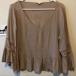 Peach royal cropped bohemian peplum top